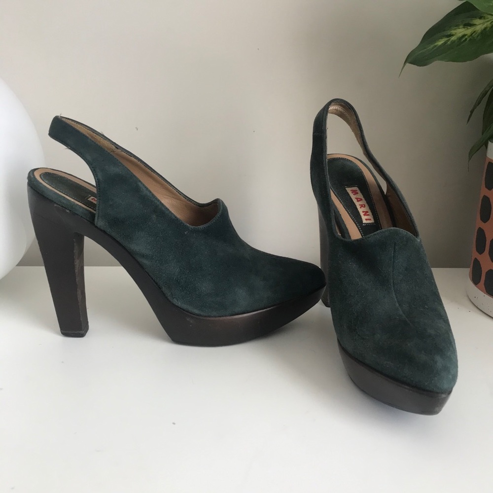 MARNI SUEDE SLINGBACK CLOG MULES